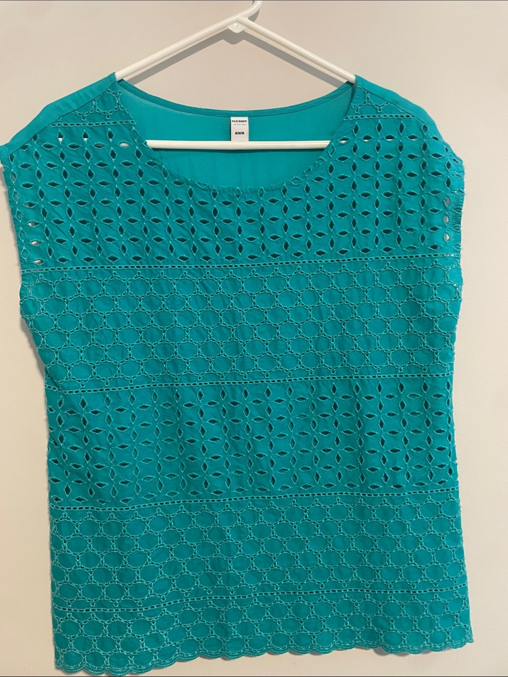 Old Navy Teal Eyelet Short Sleeve Top